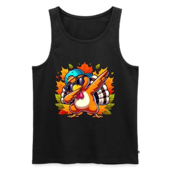 familiensegeCool Dabbin' Turkey Thanksgiving D - Men's Premium Organic Tank Top - black - Front - AI Model Male 178 light (178cm)