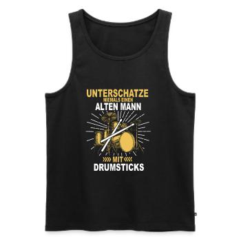 Drums Drums Drumstick Drummer Music Band Rock - Men's Premium Organic Tank Top - black - Front - Michal (187cm)
