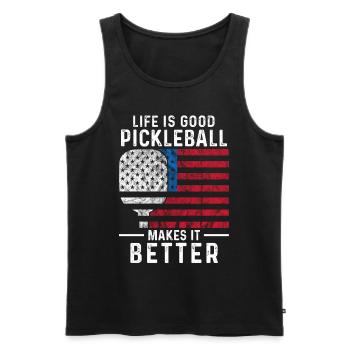 Pickleball Pickleballer USA Dink Paddle hobby - Débardeur bio Premium Homme - noir - Devant - AI Model Male 178 light (178cm)