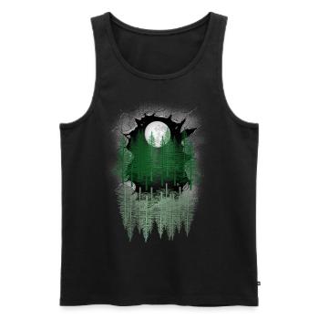 mystisch Wald Natur Fichten Bäume Tannen Mond - Männer Premium Bio Tank Top - Schwarz - Vorne - AI Model Male 178 light (178cm)