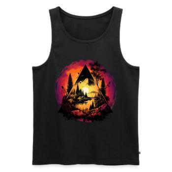 mystisch Natur Wald Naturliebhaber Sonnenuntergang - Männer Premium Bio Tank Top - Schwarz - Vorne - AI Model Male 178 light (178cm)