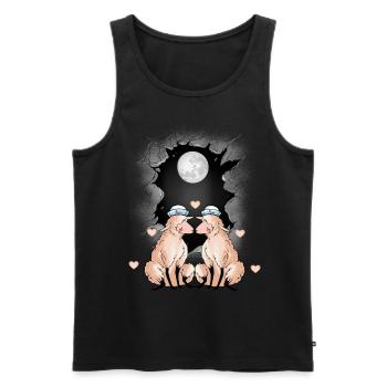 maritime, sheep, sheep, sailors, sailors, full moon - Men's Premium Organic Tank Top - black - Front - Michal (187cm)