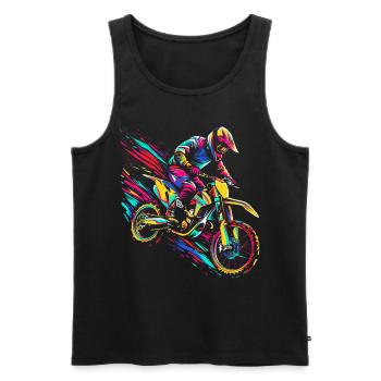 Motocross Motorcyclist Motorcycling Offroad Po - Men's Premium Organic Tank Top - black - Front - AI Model Male 178 light (178cm)