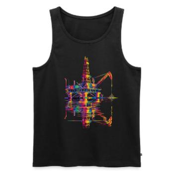 Ölbohrinsel Ölfeld Popart - Männer Premium Bio Tank Top - Schwarz - Vorne - AI Model Male 178 light (178cm)