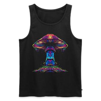 Champignon Cottagecore Popart - Débardeur bio Premium Homme - noir - Devant - Michal (187cm)