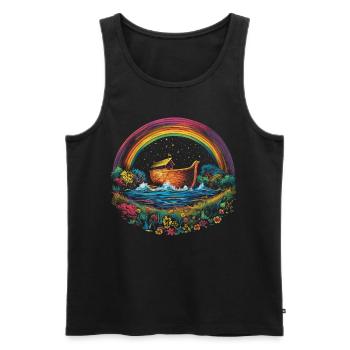 Arche Noah Christlicher Regenbogen Popart - Männer Premium Bio Tank Top - Schwarz - Vorne - AI Model Male 178 light (178cm)