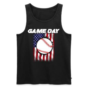Baseball Sport Baseballspieler Pitcher Catcher USA - Männer Premium Bio Tank Top - Schwarz - Vorne - Michal (187cm)