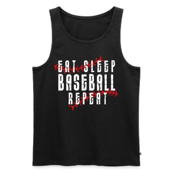 Baseball Sport Baseballspieler Pitcher Catcher USA - Männer Premium Bio Tank Top - Schwarz - Vorne - Michal (187cm)