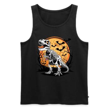 Halloween Skelett Dinosaurier mit Kürbis - Männer Premium Bio Tank Top - Schwarz - Vorne - Michal (187cm)