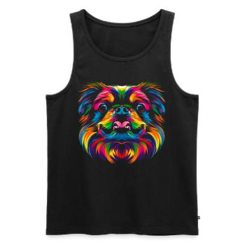 Pekinese Hund Popart - Männer Premium Bio Tank Top - Schwarz - Vorne - AI Model Male 178 light (178cm)