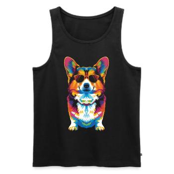 Pembroke Corgi Dog Sunglasses Popart - Men's Premium Organic Tank Top - black - Front - AI Model Male 178 light (178cm)