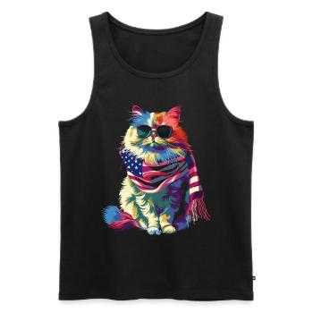 Persian Cat Patriotic US Flag Lunettes de soleil - Débardeur bio Premium Homme - noir - Devant - Michal (187cm)