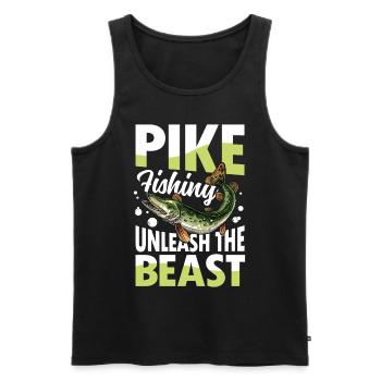 Pike Fishing Unleash the Beast für eine Anglerin - Männer Premium Bio Tank Top - Schwarz - Vorne - Michal (187cm)