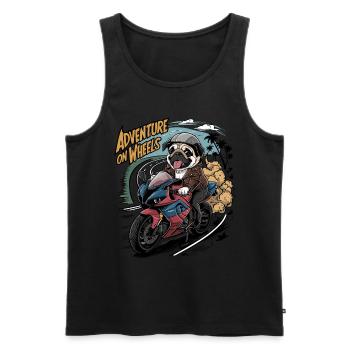 Mops Hundehalter Mops Motorrad on Wheels - Männer Premium Bio Tank Top - Schwarz - Vorne - Michal (187cm)