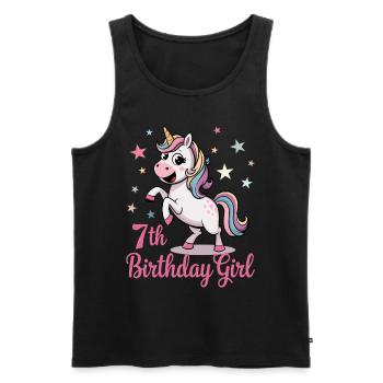 Licorne drôle 7e anniversaire fille - Débardeur bio Premium Homme - noir - Devant - Michal (187cm)