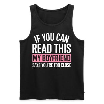 If you can read this, my friend says that the - Men's Premium Organic Tank Top - black - Front - AI Model Male 178 light (178cm)