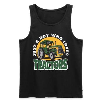Tracteur Trekker Agriculteur Agriculteur Ferme Tracteur Champ - Débardeur bio Premium Homme - noir - Devant - AI Model Male 178 light (178cm)