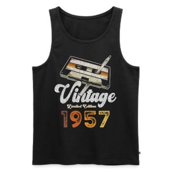 Vintage 1957 Geburtstag Kassette Bleistift - Männer Premium Bio Tank Top - Schwarz - Vorne - Michal (187cm)