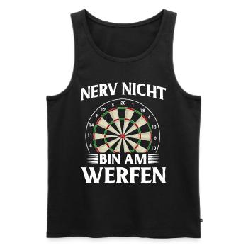 Cadeau de fléchettes Jeu de fléchettes Bullseye - Débardeur bio Premium Homme - noir - Devant - AI Model Male 178 light (178cm)