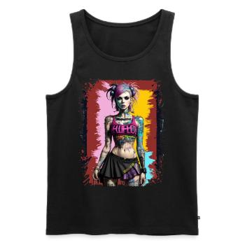 Jolie fille punk - Débardeur bio Premium Homme - noir - Devant - AI Model Male 178 light (178cm)