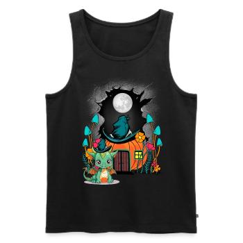 Kürbis Halloween Drache Drachen Kind Kinder Baby - Männer Premium Bio Tank Top - Schwarz - Vorne - AI Model Male 178 light (178cm)