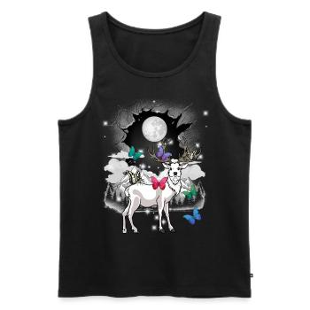 mystical deer deer roebuck full moon nature - Men's Premium Organic Tank Top - black - Front - AI Model Male 178 light (178cm)