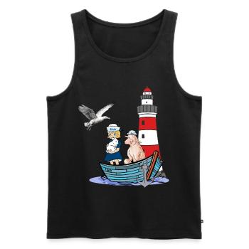 Girl Lighthouse Maritime Boat Sheep Seagull Child - Men's Premium Organic Tank Top - black - Front - Michal (187cm)
