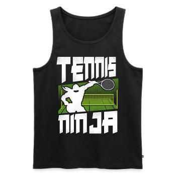 Drôle de joueur de tennis Raquette Ninja - Débardeur bio Premium Homme - noir - Devant - Michal (187cm)