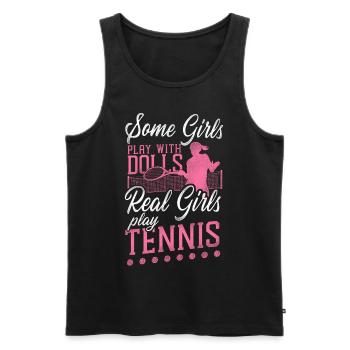 Drôle de joueur de tennis raquette fille - Débardeur bio Premium Homme - noir - Devant - Michal (187cm)