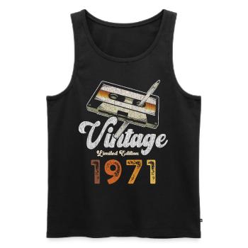 Vintage 1971 Birthday Cassette Pencil - Men's Premium Organic Tank Top - black - Front - Michal (187cm)