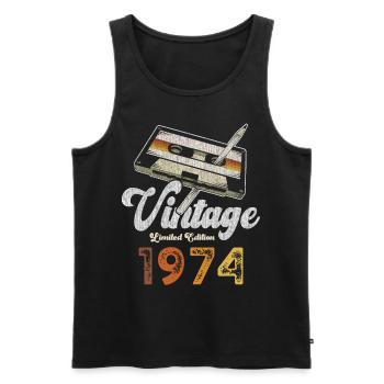 Vintage 1974 Birthday Cassette Pencil - Men's Premium Organic Tank Top - black - Front - Michal (187cm)