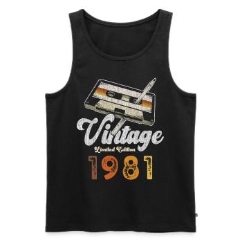 Vintage 1981 Birthday Cassette Pencil - Men's Premium Organic Tank Top - black - Front - Michal (187cm)