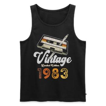 Vintage 1983 Geburtstag Kassette Bleistift - Männer Premium Bio Tank Top - Schwarz - Vorne - Michal (187cm)