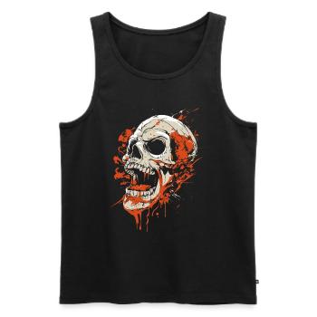 Déguisement de crâne d’Halloween - Creepy - Débardeur bio Premium Homme - noir - Devant - Michal (187cm)