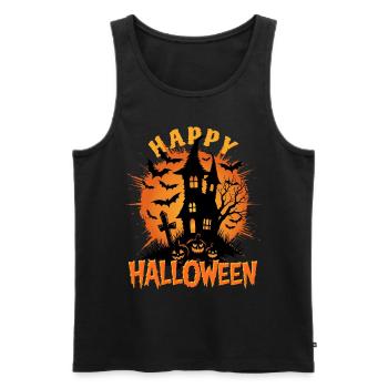 Joyeux Halloween Maison hantée - Effrayant - Débardeur bio Premium Homme - noir - Devant - Michal (187cm)