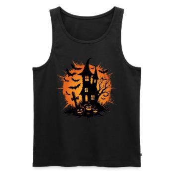Maison hantée d’Halloween - Effrayant - Débardeur bio Premium Homme - noir - Devant - Michal (187cm)