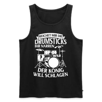 Drums Drums Drumstick Drummer Music Band Rock - Men's Premium Organic Tank Top - black - Front - Michal (187cm)