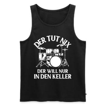 Tambours Tambours Baguette Batteur Musique Groupe Rock - Débardeur bio Premium Homme - noir - Devant - Michal (187cm)