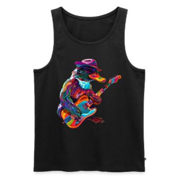 Platypus Mammal Guitar Cowboy Hat Popart - Men's Premium Organic Tank Top - black - Front - AI Model Male 178 light (178cm)