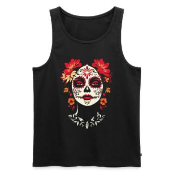 Elegante Catrina-Blumenkunst - Dia de los Muertos - Männer Premium Bio Tank Top - Schwarz - Vorne - AI Model Male 178 light (178cm)