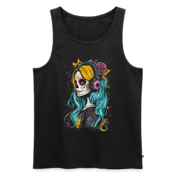 Catrina music lover for Dia de los Muertos - Men's Premium Organic Tank Top - black - Front - AI Model Male 178 light (178cm)