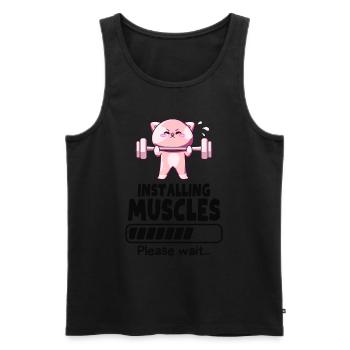 Haltérophile chat Renforcement musculaire Gym Humour - Débardeur bio Premium Homme - noir - Devant - Michal (187cm)