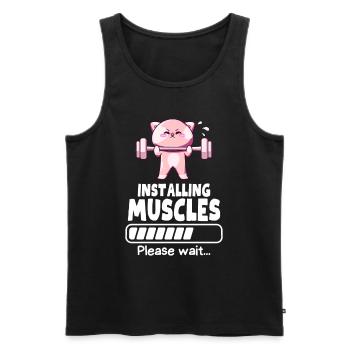 Muscle Building Weightlifting Cat Gym Humor - Men's Premium Organic Tank Top - black - Front - Michal (187cm)
