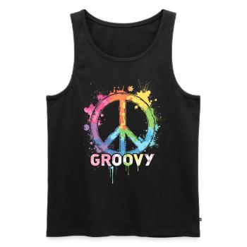 Groovy Hippie 70s 1970s 60s Party - Men's Premium Organic Tank Top - black - Front - AI Model Male 178 light (178cm)
