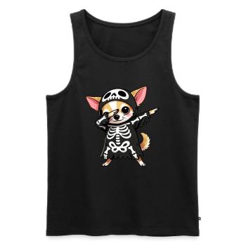 Chihuahua Halloween Squelette Chihuahua mignon - Débardeur bio Premium Homme - noir - Devant - Michal (187cm)