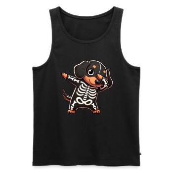 Teckel Halloween Squelette Teckel Mignon Enfants - Débardeur bio Premium Homme - noir - Devant - Michal (187cm)