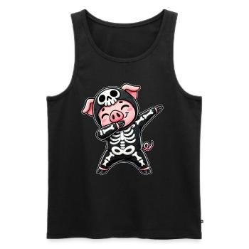 Halloween squelette mignon cochon hommes - Débardeur bio Premium Homme - noir - Devant - Michal (187cm)