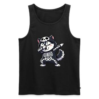 Husky Halloween Skelett Niedlicher Husky Kinder - Männer Premium Bio Tank Top - Schwarz - Vorne - Michal (187cm)