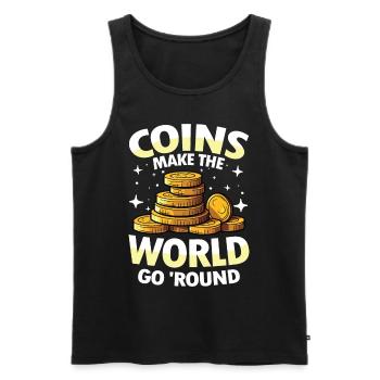 Coins Make The World Go Round für einen - Männer Premium Bio Tank Top - Schwarz - Vorne - AI Model Male 178 light (178cm)