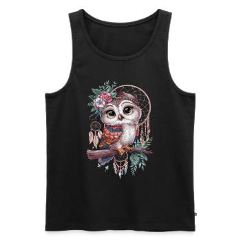 Eule Traumfänger Vogel Federn - Männer Premium Bio Tank Top - Schwarz - Vorne - Michal (187cm)